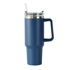 Double Wall Stainless Steel Insulated Tumbler With Straw - Navy
