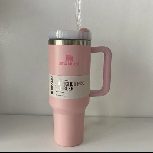 New Stanley Stainless Steel Insulated Tumbler with Lid and Straw - Pink