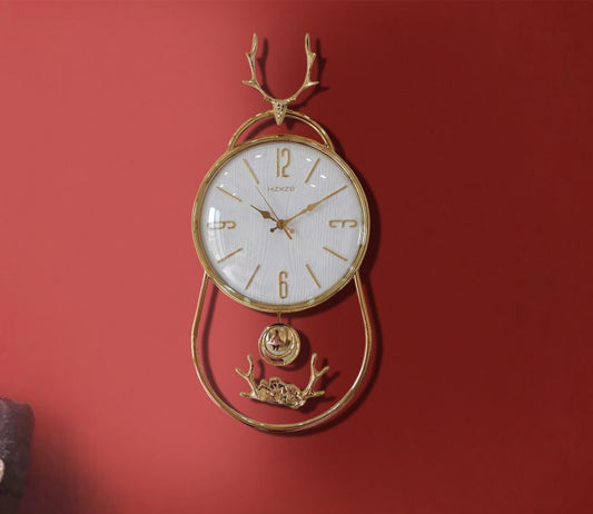 Fancy And Attractive Deer Design Pendulum Wall Clock